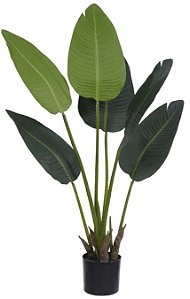 Planta Artificial Bananeira De Jardim Pu C/Pote X6 Verde 90cm
